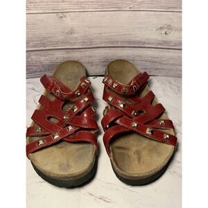 Betula Birkenstock Sandals Womens 6 Red Krystle Rhinestones‎ Slide Sandal 37